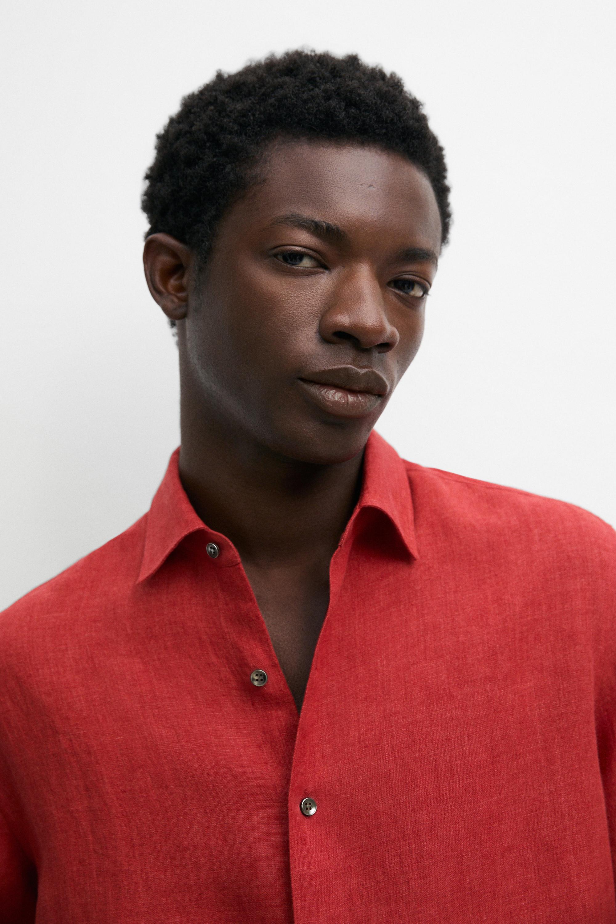 Regular fit 100% linen faded shirt